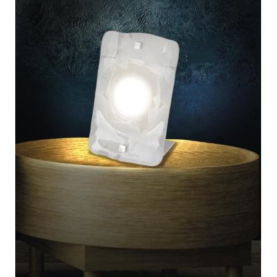 LODGE LUMETTO PICCOLO IN VETRO LAVORATO IN ITALIA DECORO FOGLIA ORO O ARGENTO Familamp - Cristalensi Shop Online