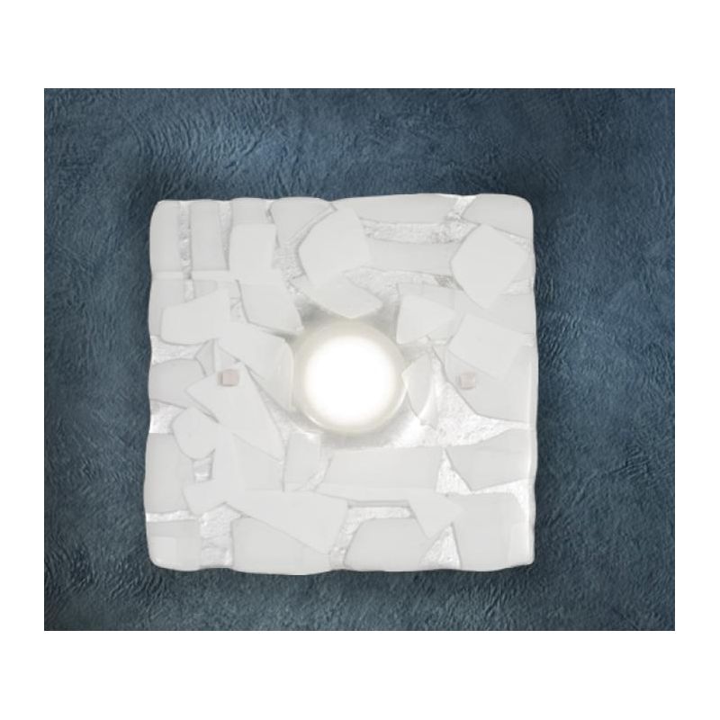 LODGE PICCOLA APPLIQUE 30x30 IN VETRO LAVORATO IN ITALIA DECORO FOGLIA ORO O ARGENTO Familamp - Cristalensi Shop Online