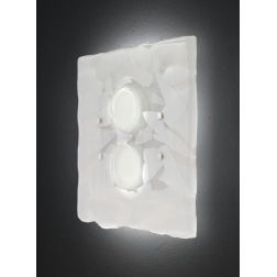 LODGE APPLIQUE 2 LUCI CM 38X38 IN VETRO LAVORATO IN ITALIA DECORO FOGLIA ORO O ARGENTO Familamp - Cristalensi Shop Online 2