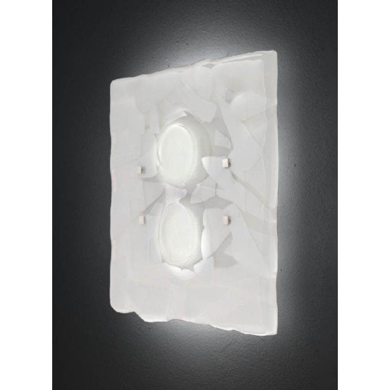 LODGE APPLIQUE 2 LUCI CM 38X38 IN VETRO LAVORATO IN ITALIA DECORO FOGLIA ORO O ARGENTO Familamp - Cristalensi Shop Online