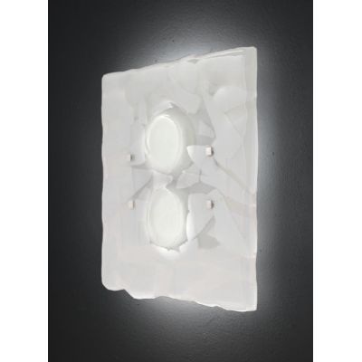 LODGE APPLIQUE 2 LUCI CM 38X38 IN VETRO LAVORATO IN ITALIA DECORO FOGLIA ORO O ARGENTO Familamp - Cristalensi Shop Online