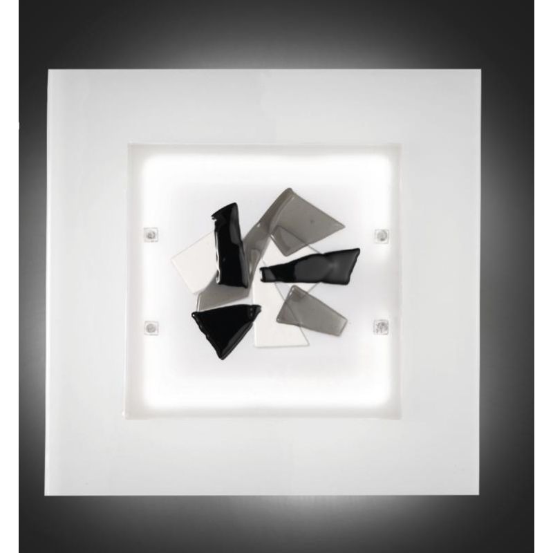 FLAKES PLAFONIERA 38x38 IN VETRO LAVORATO A MANO 3 COLORAZIONI MADE IN ITALY Familamp - Cristalensi Shop Online