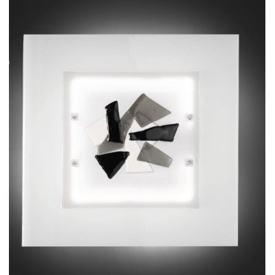 FLAKES PLAFONIERA 38x38 IN VETRO LAVORATO A MANO 3 COLORAZIONI MADE IN ITALY Familamp - Cristalensi Shop Online