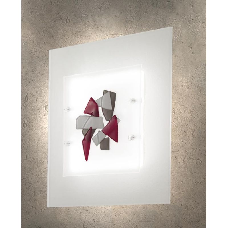 FLAKES PLAFONIERA 38x38 IN VETRO LAVORATO A MANO 3 COLORAZIONI MADE IN ITALY Familamp - Cristalensi Shop Online