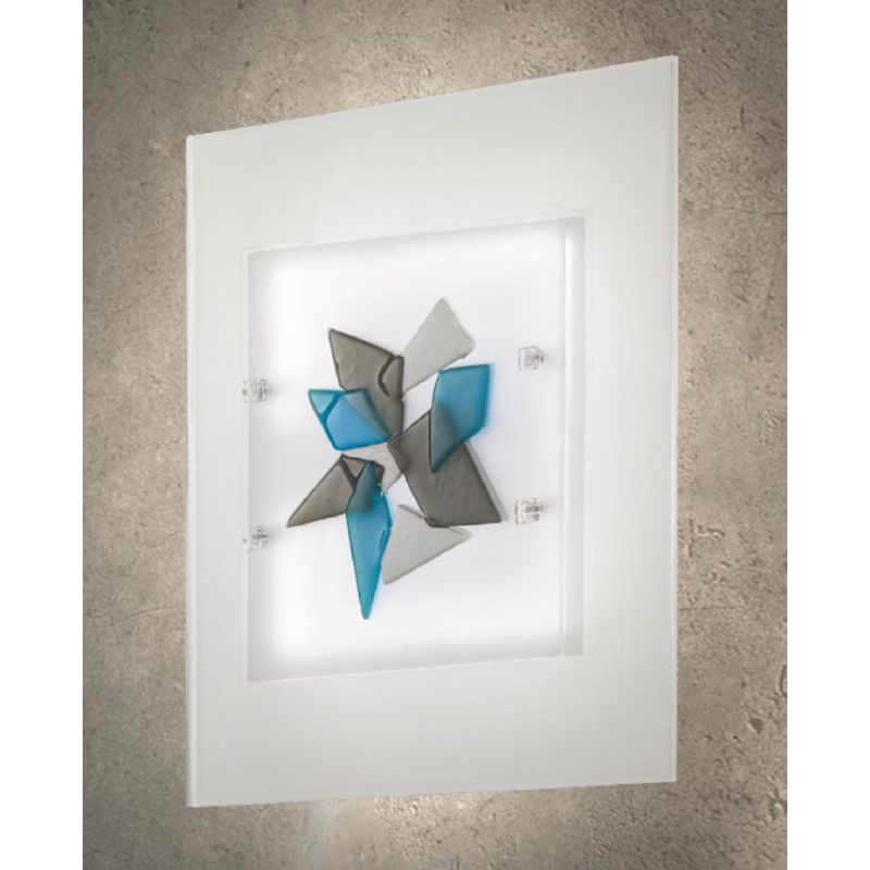 FLAKES PLAFONIERA 38x38 IN VETRO LAVORATO A MANO 3 COLORAZIONI MADE IN ITALY Familamp - Cristalensi Shop Online