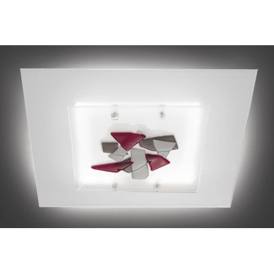 FLAKES PLAFONIERA 58X58 IN VETRO LAVORATO A MANO 3 COLORAZIONI MADE IN ITALY Familamp - Cristalensi Shop Online