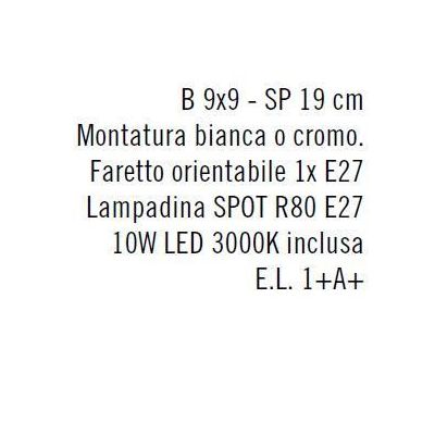 MAGNUM 1 FARETTO SPOT CROMO O BIANCO CON LAMPADINA LED R80 10W INCLUSA DIREZIONABILE Illuminando - Cristalensi Shop Online