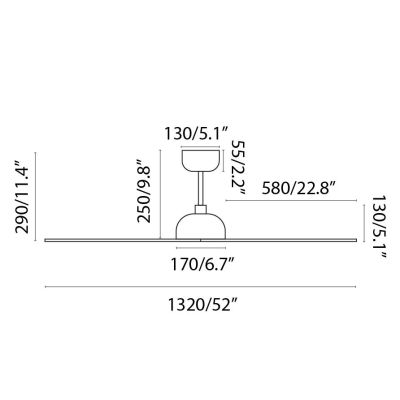GOTLAND VENTILATORE SENZA LUCE CON 3 PALE 2 FINITURE DIAMETRO CM 132 TELECOMANDO INCLUSO FARO VENTILATORI - Cristalensi Shop Onl