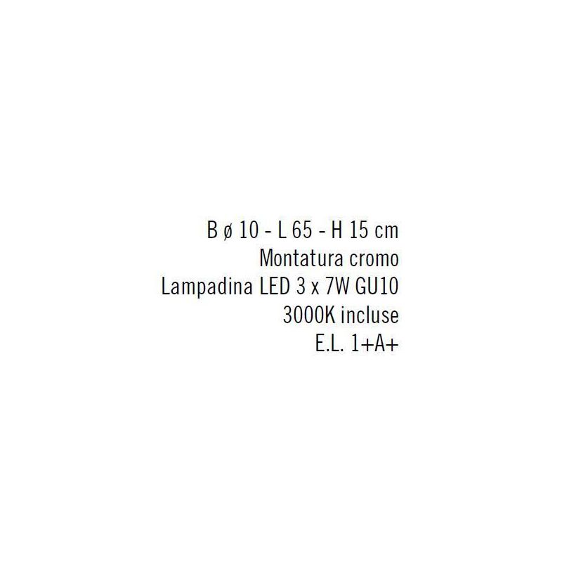 ELIO 3 BINARIO 3 LUCI SPOT DIREZIONABILI LAMPADINE LED IN VETRO INCLUSE CROMO LUCIDO Illuminando - Cristalensi Shop Online