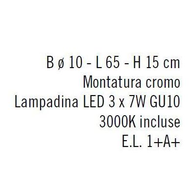 ELIO 3 BINARIO 3 LUCI SPOT DIREZIONABILI LAMPADINE LED IN VETRO INCLUSE CROMO LUCIDO Illuminando - Cristalensi Shop Online