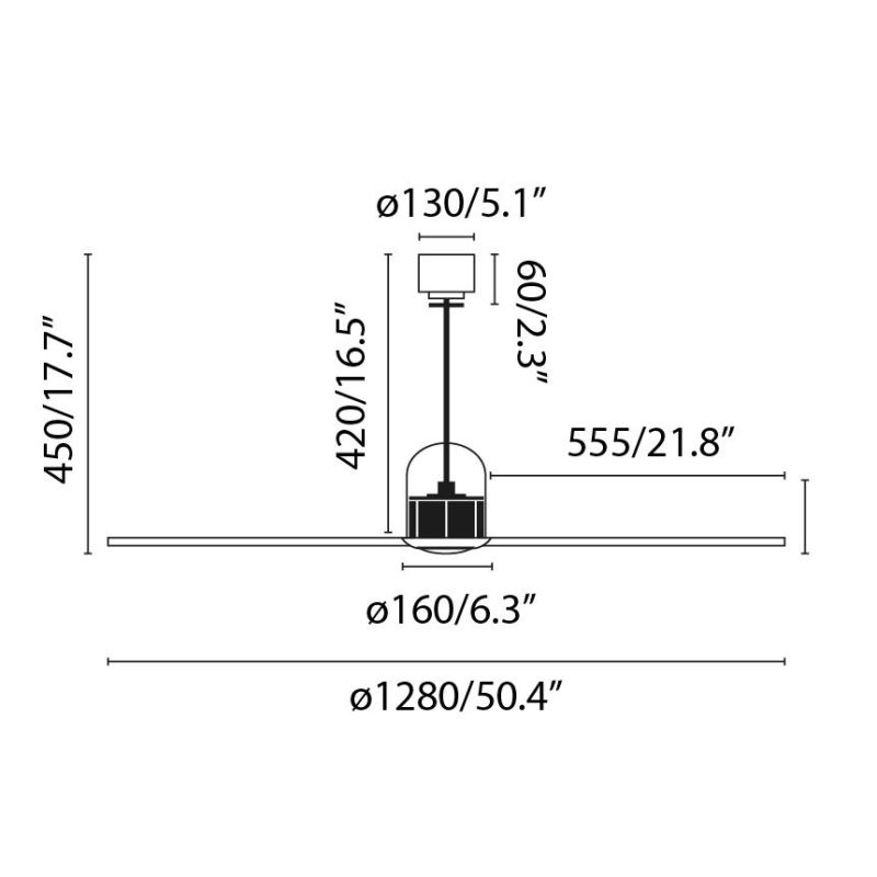 DECOFAN VENTILATORE CROMO CON PALE TRASPARENTI SENZA LUCE DIAMETRO CM 128 CON TELECOMANDO FARO VENTILATORI - Cristalensi Shop On