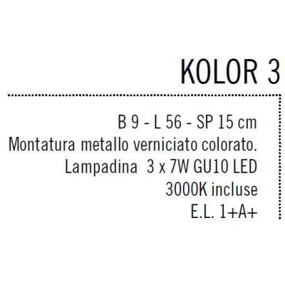 KOLOR 3 LED APPLIQUE PLAFONIERA MULTICOLORE CON FARETTI LED INCLUSI DI ILLUMINANDO Illuminando - Cristalensi Shop Online
