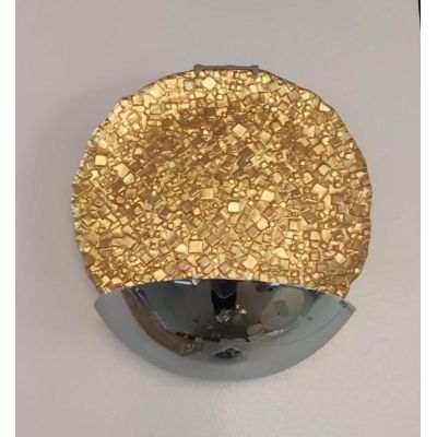 DEIMOS LAMPADA DA PARETE CON BASE CROMO E VETRO DORATO FB Braga - Cristalensi Shop Online
