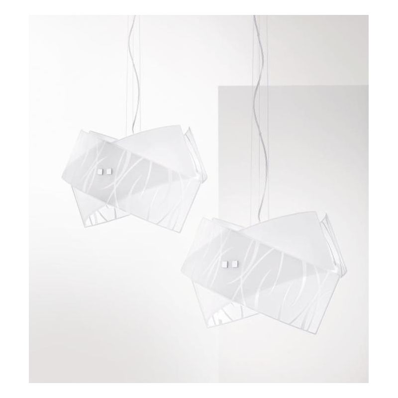 AGNESE SM SOSPENSIONE MODERNA IN VETRO BIANCO SERIGRAFATO DELLA GEA LUCE GEA LUCE - Cristalensi Shop Online