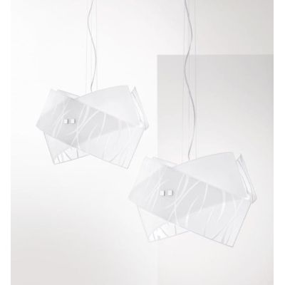 AGNESE SM SOSPENSIONE MODERNA IN VETRO BIANCO SERIGRAFATO DELLA GEA LUCE GEA LUCE - Cristalensi Shop Online