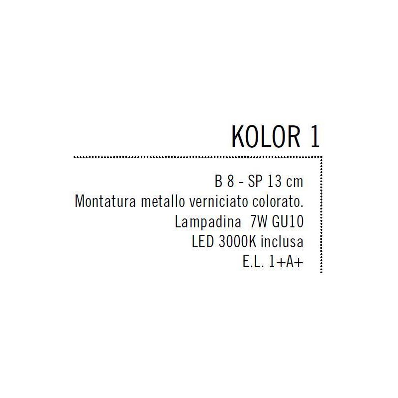 KOLOR 1 LED FARETTO SPOT MULTICOLORE CON LAMPADINA LED 7W INCLUSA E DIREZIONABILE Illuminando - Cristalensi Shop Online