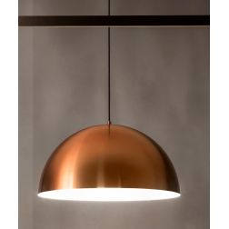 BONELLA SP LAMPADARIO DA SALOTTO STILE MODERNO CUPOLA D50 BIANCO NERO OTTONE O RAME DELLA GEA LUCE GEA LUCE - Cristalensi Shop O