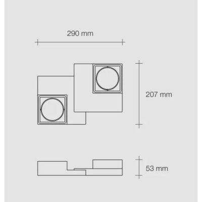 T377 SIBARI PLAFONIERA SQUADRATA 2 LUCI IN GESSO VERNICIABILE CM 29X20 LAMPADINE ATTACCO GX53 Sforzin Illuminazione - Cristalens