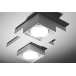 T377 SIBARI PLAFONIERA SQUADRATA 2 LUCI IN GESSO VERNICIABILE CM 29X20 LAMPADINE ATTACCO GX53 Sforzin Illuminazione - Cristalens 2