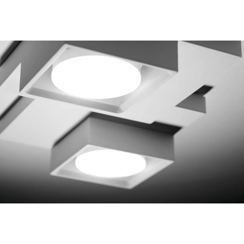 T377 SIBARI PLAFONIERA SQUADRATA 2 LUCI IN GESSO VERNICIABILE CM 29X20 LAMPADINE ATTACCO GX53 Sforzin Illuminazione - Cristalens