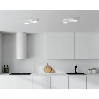 T377 SIBARI PLAFONIERA SQUADRATA 2 LUCI IN GESSO VERNICIABILE CM 29X20 LAMPADINE ATTACCO GX53 Sforzin Illuminazione - Cristalens
