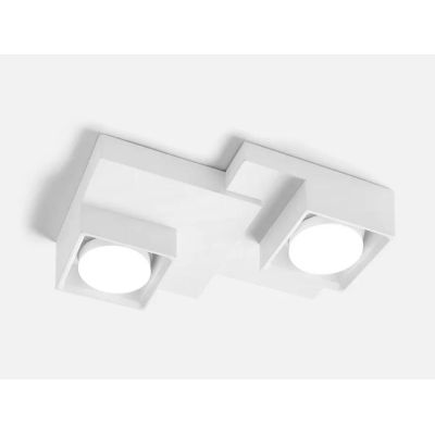 T377 SIBARI PLAFONIERA SQUADRATA 2 LUCI IN GESSO VERNICIABILE CM 29X20 LAMPADINE ATTACCO GX53 Sforzin Illuminazione - Cristalens