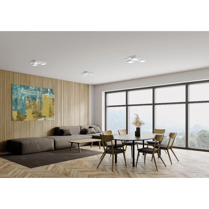 T378 SIBARI PLAFONIERA SQUADRATA 3 LUCI IN GESSO VERNICIABILE CM 29X31 LAMPADINE ATTACCO GX53 Sforzin Illuminazione - Cristalens