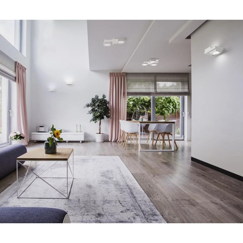 T378 SIBARI PLAFONIERA SQUADRATA 3 LUCI IN GESSO VERNICIABILE CM 29X31 LAMPADINE ATTACCO GX53 Sforzin Illuminazione - Cristalens