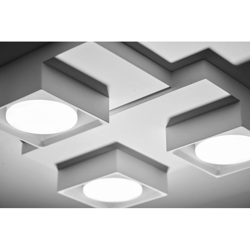 T378 SIBARI PLAFONIERA SQUADRATA 3 LUCI IN GESSO VERNICIABILE CM 29X31 LAMPADINE ATTACCO GX53 Sforzin Illuminazione - Cristalens