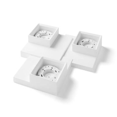 T378 SIBARI PLAFONIERA SQUADRATA 3 LUCI IN GESSO VERNICIABILE CM 29X31 LAMPADINE ATTACCO GX53 Sforzin Illuminazione - Cristalens