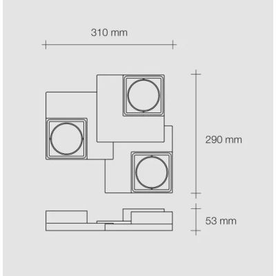 T378 SIBARI PLAFONIERA SQUADRATA 3 LUCI IN GESSO VERNICIABILE CM 29X31 LAMPADINE ATTACCO GX53 Sforzin Illuminazione - Cristalens