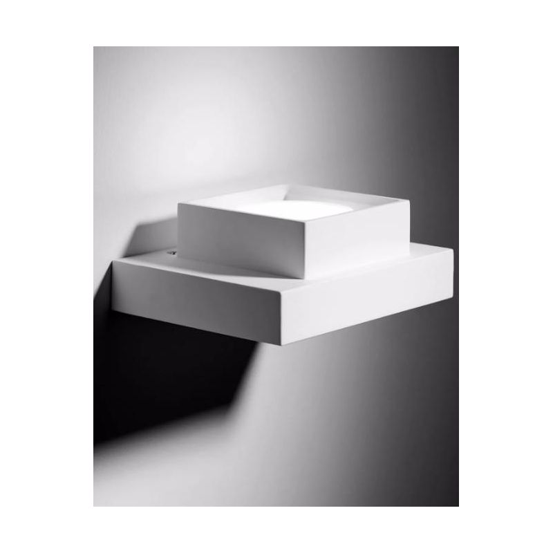 T379 SIBARI APPLIQUE PICCOLA QUADRATA IN GESSO VERNICIABILE CM 13X16 LAMPADINA ATTACCO GX53 Sforzin Illuminazione - Cristalensi