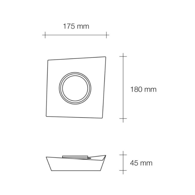 T371 ANCHISE FARETTO DA SOFFITTO 1 LUCE SQUADRATA IN GESSO VERNICIABILE CM 18X18 LAMPADINA ATTACCO GX53 Sforzin Illuminazione -