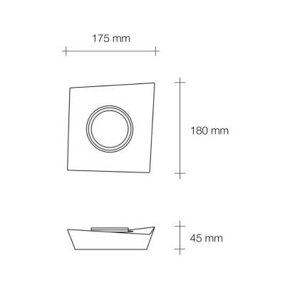 T371 ANCHISE FARETTO DA SOFFITTO 1 LUCE SQUADRATA IN GESSO VERNICIABILE CM 18X18 LAMPADINA ATTACCO GX53 Sforzin Illuminazione -