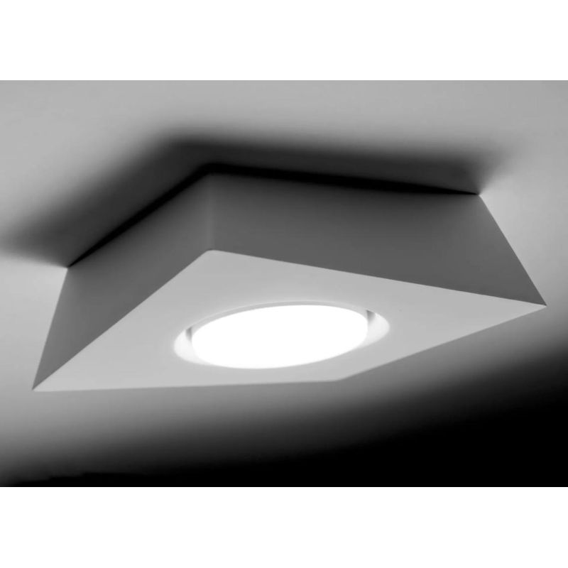T371 ANCHISE FARETTO DA SOFFITTO 1 LUCE SQUADRATA IN GESSO VERNICIABILE CM 18X18 LAMPADINA ATTACCO GX53 Sforzin Illuminazione -