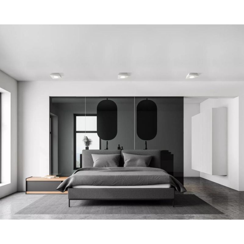 T371 ANCHISE FARETTO DA SOFFITTO 1 LUCE SQUADRATA IN GESSO VERNICIABILE CM 18X18 LAMPADINA ATTACCO GX53 Sforzin Illuminazione -