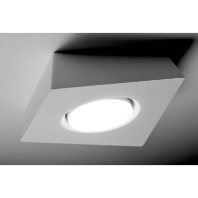 T371 ANCHISE FARETTO DA SOFFITTO 1 LUCE SQUADRATA IN GESSO VERNICIABILE CM 18X18 LAMPADINA ATTACCO GX53 Sforzin Illuminazione -