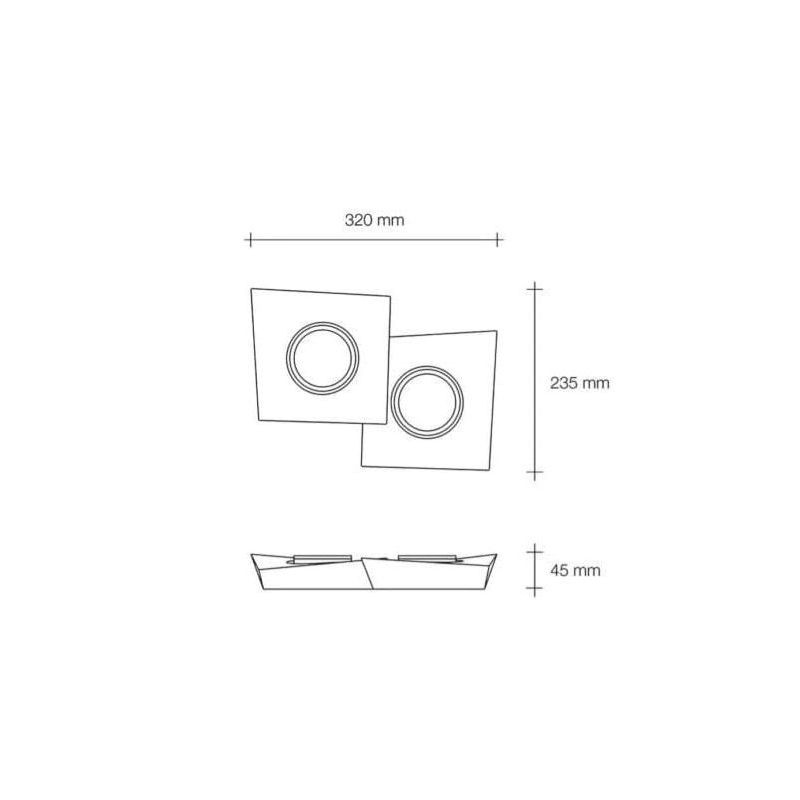 T372 ANCHISE LAMPADA DA SOFFITTO 2 LUCI SQUADRATA IN GESSO VERNICIABILE CM 32X23 LAMPADINE ATTACCO GX53 Sforzin Illuminazione -
