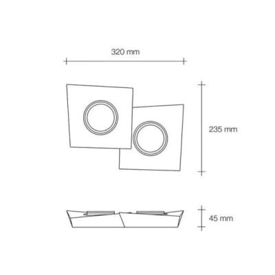 T372 ANCHISE LAMPADA DA SOFFITTO 2 LUCI SQUADRATA IN GESSO VERNICIABILE CM 32X23 LAMPADINE ATTACCO GX53 Sforzin Illuminazione -