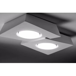 T372 ANCHISE LAMPADA DA SOFFITTO 2 LUCI SQUADRATA IN GESSO VERNICIABILE CM 32X23 LAMPADINE ATTACCO GX53 Sforzin Illuminazione - 2
