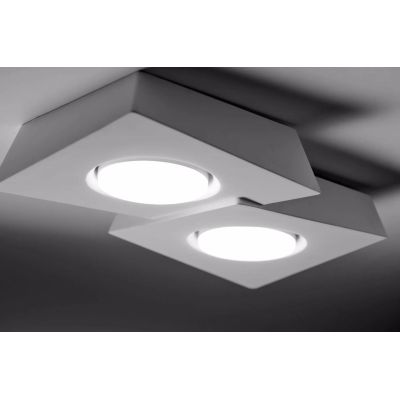 T372 ANCHISE LAMPADA DA SOFFITTO 2 LUCI SQUADRATA IN GESSO VERNICIABILE CM 32X23 LAMPADINE ATTACCO GX53 Sforzin Illuminazione -