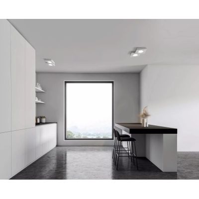 T372 ANCHISE LAMPADA DA SOFFITTO 2 LUCI SQUADRATA IN GESSO VERNICIABILE CM 32X23 LAMPADINE ATTACCO GX53 Sforzin Illuminazione -