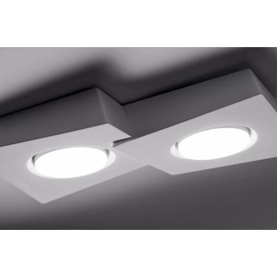 T372 ANCHISE LAMPADA DA SOFFITTO 2 LUCI SQUADRATA IN GESSO VERNICIABILE CM 32X23 LAMPADINE ATTACCO GX53 Sforzin Illuminazione -