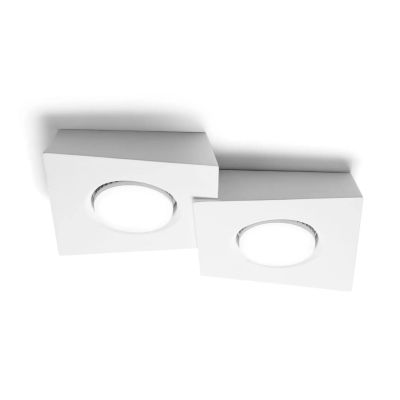 T372 ANCHISE LAMPADA DA SOFFITTO 2 LUCI SQUADRATA IN GESSO VERNICIABILE CM 32X23 LAMPADINE ATTACCO GX53 Sforzin Illuminazione -