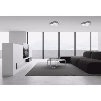 T373 ANCHISE LAMPADA DA SOFFITTO 3 LUCI SQUADRATA IN GESSO VERNICIABILE CM 34X32 LAMPADINE ATTACCO GX53 Sforzin Illuminazione -