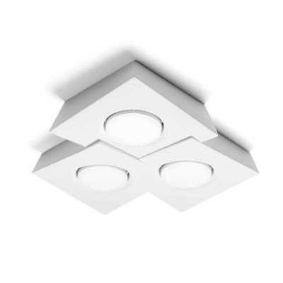 T373 ANCHISE LAMPADA DA SOFFITTO 3 LUCI SQUADRATA IN GESSO VERNICIABILE CM 34X32 LAMPADINE ATTACCO GX53 Sforzin Illuminazione -