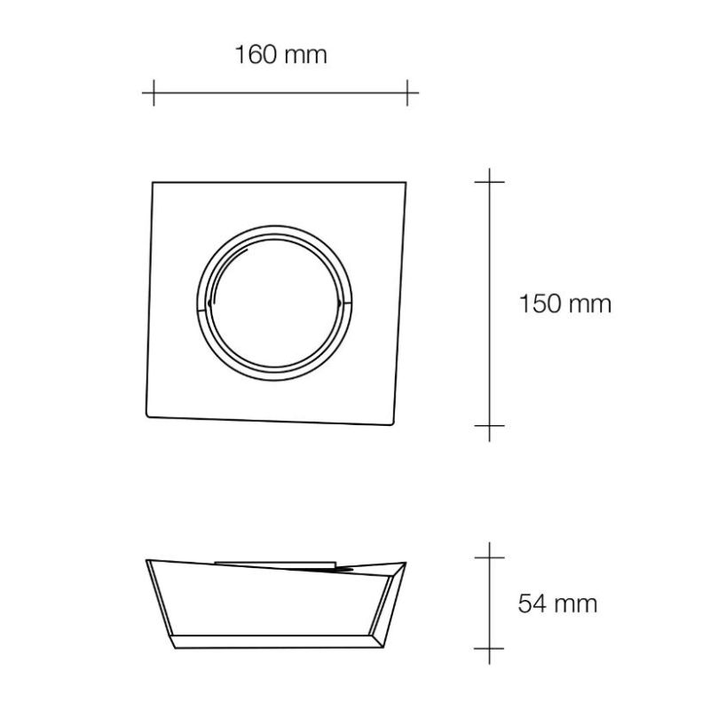 T374 ANCHISE APPLIQUE SQUADRATA 1 LUCE IN GESSO VERNICIABILE CM 16X15 LAMPADINA ATTACCO GX53 Sforzin Illuminazione - Cristalensi