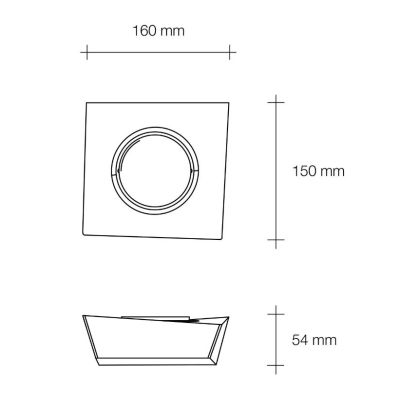 T374 ANCHISE APPLIQUE SQUADRATA 1 LUCE IN GESSO VERNICIABILE CM 16X15 LAMPADINA ATTACCO GX53 Sforzin Illuminazione - Cristalensi