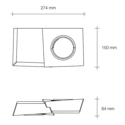 T375 ANCHISE APPLIQUE SQUADRATA LUCE SOPRA SOTTO IN GESSO VERNICIABILE CM 27x15 LAMPADINE ATTACCO GX53 Sforzin Illuminazione - C