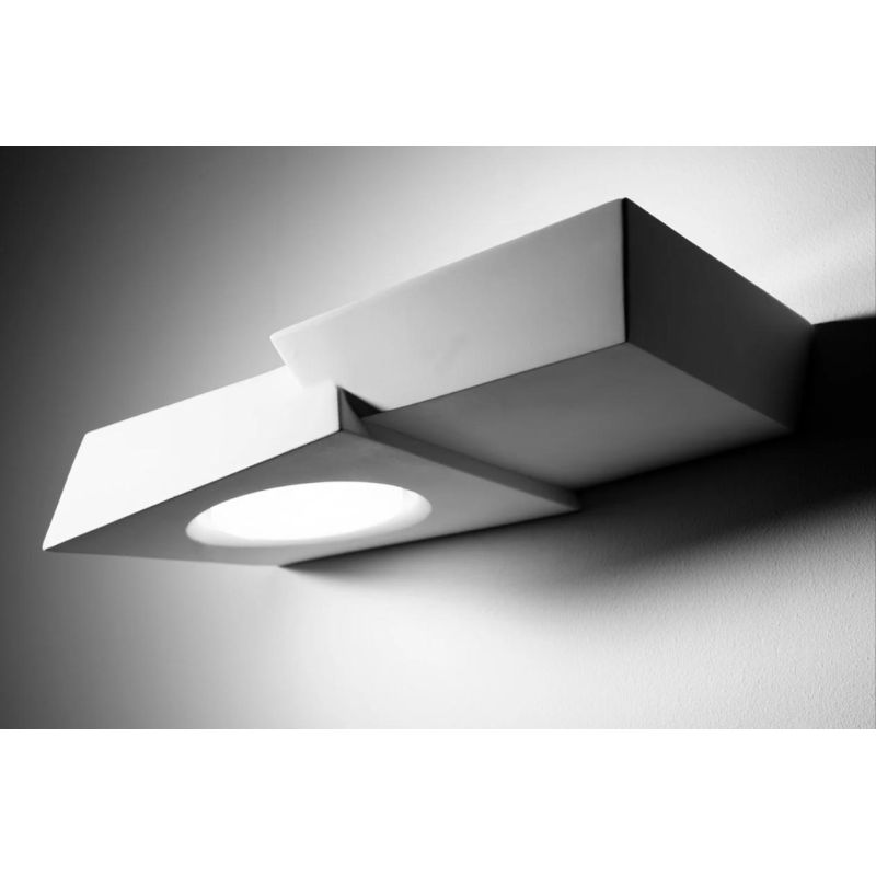 T375 ANCHISE APPLIQUE SQUADRATA LUCE SOPRA SOTTO IN GESSO VERNICIABILE CM 27x15 LAMPADINE ATTACCO GX53 Sforzin Illuminazione - C